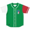 Italia flag baseball jersey flat lay showing button front and color block sleeves