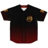 Black to red ombre rave baseball jersey with Bass Slayer chest logo front view