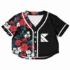 Floral and black rave cropped baseball jersey with a front logo