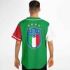 Model wearing green Italia baseball jersey back view with four star crest
