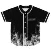 Black rising flames rave baseball jersey with Chris Lake box logo on front placket