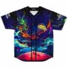 front view of cosmic galaxy jersey showing dragon and school bus patch over red planet