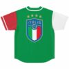 Italia crest baseball jersey back view with green body and red white sleeves