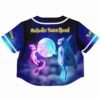 Colorful rave cropped baseball jersey with cosmic design and figures
