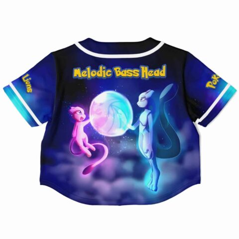 Cropped baseball jersey with colorful cosmic design and figures