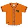 Tape B orange cassette rave baseball jersey flat lay showing front button placket and chest
