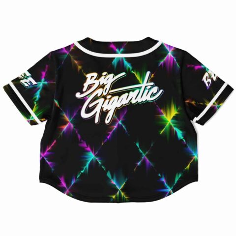 Back view of cropped jersey with vibrant starburst design