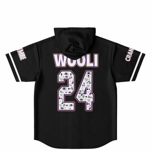 Wooli 24 rave hooded baseball jersey back, mystic eye and moon icon number design