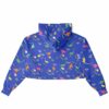 Back view of cropped hoodie featuring vibrant dinosaur design