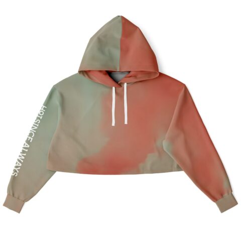 Cropped hoodie with soft muted gradient and color-blocked design