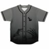 Grey zombie rave baseball jersey front view showing button placket and shadowy grasping hands design