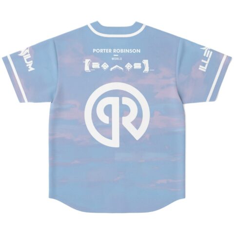 Pastel cloud jersey back view with Porter Robinson World logo and QR emblem