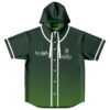 Front view of hooded jersey with green ombre fade and handwritten text hey morty i'm