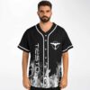 Black-and-white smoky flame pattern with vertical lettering, modeled front view