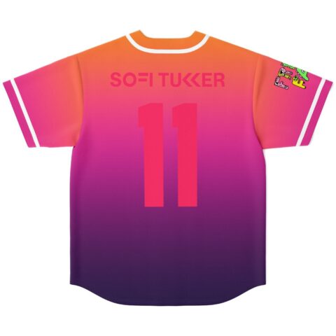 Orange pink abstract gradient jersey with large number 11 and back lettering, rear view