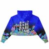 Bass babe club rave cropped hoodie with a blue starry sky, glowing mushrooms and Bass Babe Club lettering
