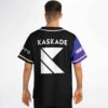Black back design with oversized white angular emblem and gradient sleeve accents, worn from behind