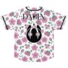 Sakura print jersey back view with DABIN text above black creature graphic