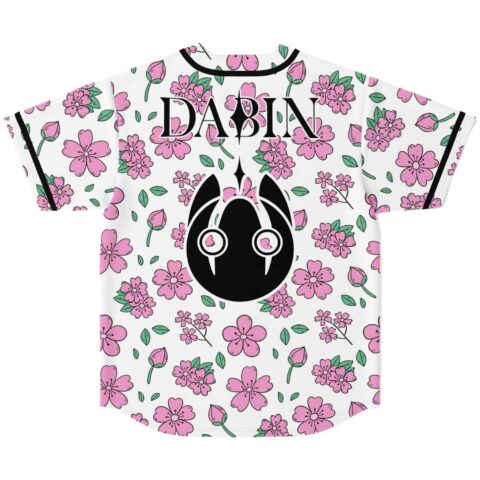 Sakura print jersey back view with DABIN text above black creature graphic