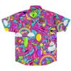 Colorful donuts and unicorns rave button-down shirt with rainbows