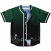 Reversible jersey front partially opened, revealing blue fantasy lining beneath green-black floral line art