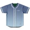 Blue anime-inspired jersey front with white piping and buttons, displayed flat on white