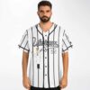 Black-pinstripe cartoon scientist jersey front featuring Uranium and 25, white studio backdrop
