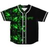 Neon green marbled baseball jersey front view with black panels and white piping