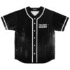 Black-and-white halftone wave jersey front with white piping and “TECHNO QUEEN” text, studio product view
