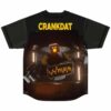 Robot-themed back graphic with glowing waveform display and yellow lettering, flat-lay view on white