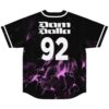 Black and purple fluid marble jersey back featuring bold white lettering and oversized number 92