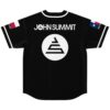 Black logo rave baseball jersey with large logo, back view