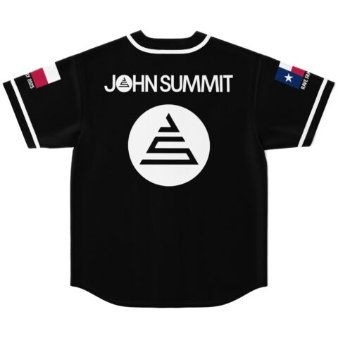 Black baseball jersey back view with large logo