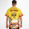 BOB’S BURGER cartoon food-scene jersey with burger graphic, back view modeled by a person