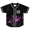 Black and purple fluid marble jersey front, white piping, “GIRLS DONT NEED NOBODY” text