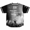 Concert crowd graphic jersey back with “Time with Family is PRICELESS” beneath BUNT lettering flat-lay