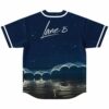 Starry night ocean jersey featuring moonlit waves and scattered stars, back view on white background