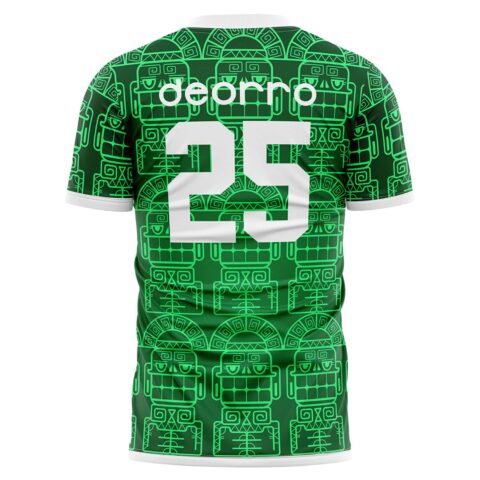 Green soccer jersey back view with number 25 and tribal design