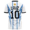 Layz fan rave soccer jersey — back with LAYZ lettering, number 10 and the gold sun