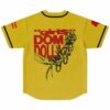 Mustard yellow vintage-washed jersey featuring a rose and jeweled skeletal-hand graphic, back view