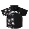 Black hooded jersey featuring cartoon-style eyeball creatures and CHEMONA text, back view