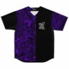 Black and purple abstract swirl jersey front view with “PRETTY GIRLS LIKE BASS MUSIC” text