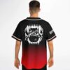 Screaming-mouth graphic with white lettering and DEATH sleeve text, model back view