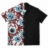 Trippy eyes button-up shirt with psychedelic eye design and black side panel