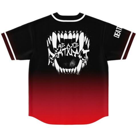 Screaming-mouth graphic with stylized white lettering and red gradient, flat back view