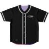 Black front with white piping and pink lettering, displayed against a white background
