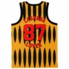 Black-and-orange spike pattern with red LASAGNA 87 LOVER lettering, back view
