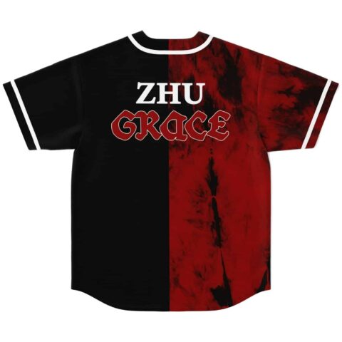 Black and red distressed split design with white lettering and outlined GRACE text, back view