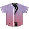 Lavender-pink gradient front shows reversible black panel peeking through open buttons