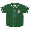 Winged shield emblem on a forest green jersey with white piping, front product view
